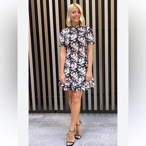 Oasis Floral Black and Pink Tea Dress